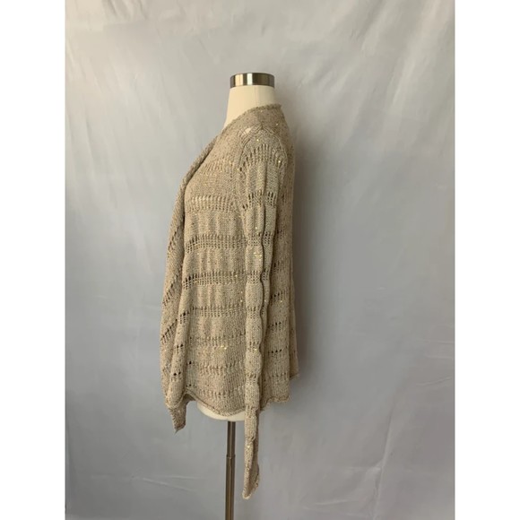 Splendid Size S Gold Sequin Cascading Waterfall Open Cardigan - Picture 7 of 9